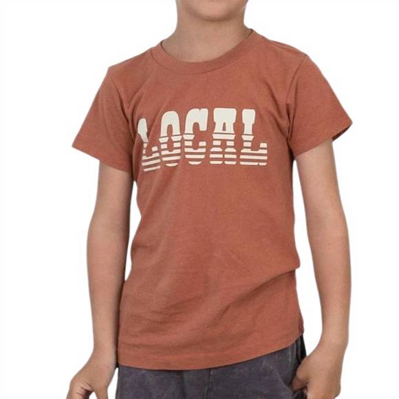 NEW TINY WHALES boy's local t-shirt in brick - Picture 1 of 2